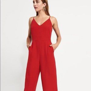 Dynamite Red V Neck Wide Leg Jumpsuit